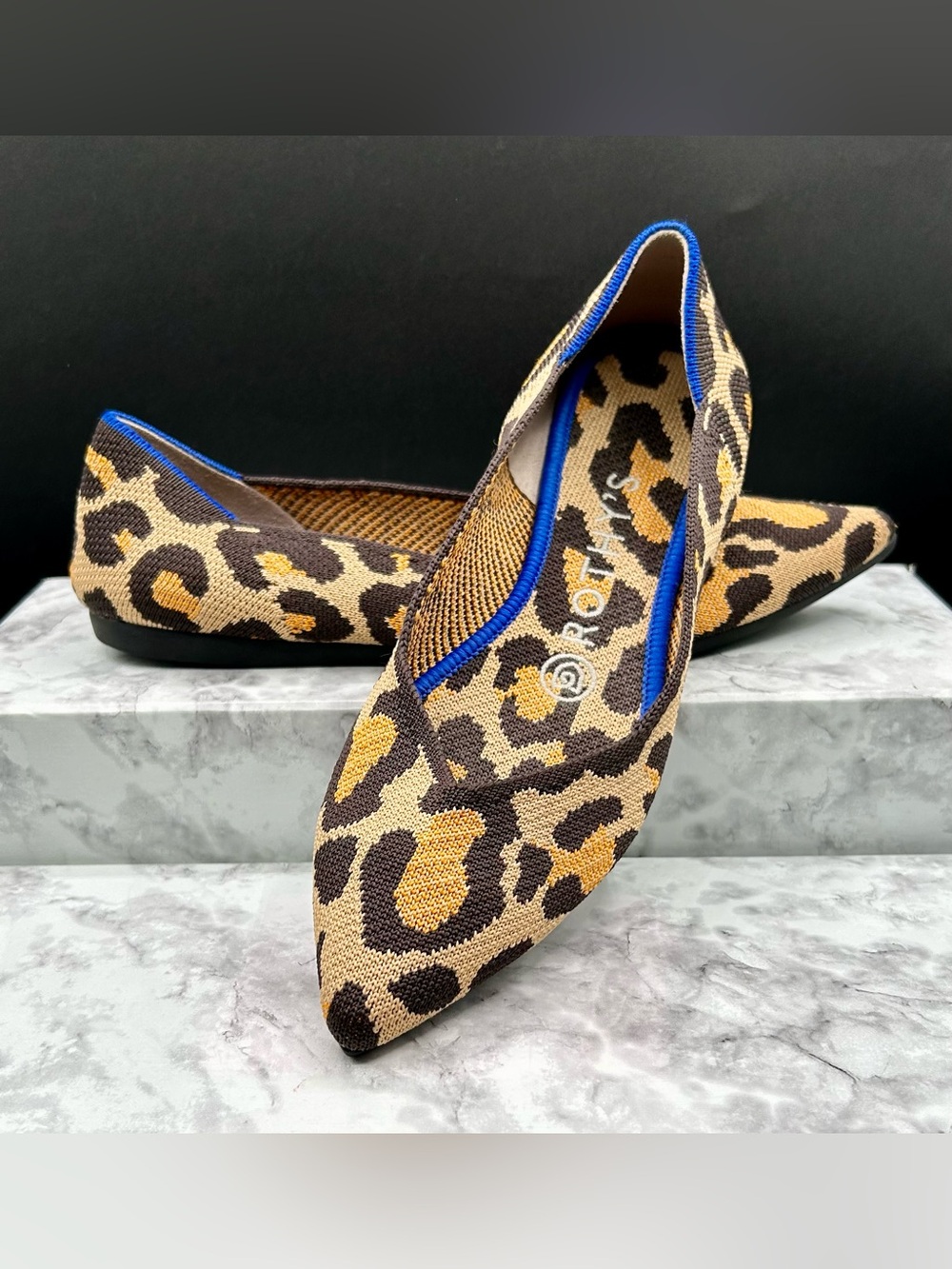 ROTHY’S The Point Ballet Flats in the Big Cat Leopard Print. Size 6.5